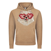 Vintage Coffee white pomeranian with love glasses Vintage Hoodie - RanaPortraitStore