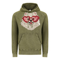 Vintage Olive white pomeranian with love glasses Vintage Hoodie - RanaPortraitStore
