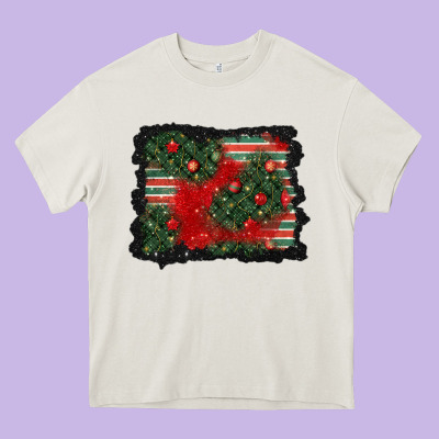 Christmas Ornament Background Heavy Core Tee Designed By Bundleandbundleshop