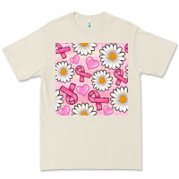 Bone breast cancer awareness with daisy and heart seamless pattern Premium Tee - BundleAndBundleShop