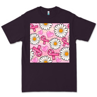 Plum breast cancer awareness with daisy and heart seamless pattern Premium Tee - BundleAndBundleShop