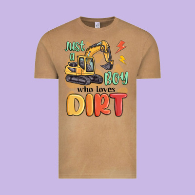 Just A Boy Who Loves Dirt Vintage Tee Designed By Maliassmallbusiness