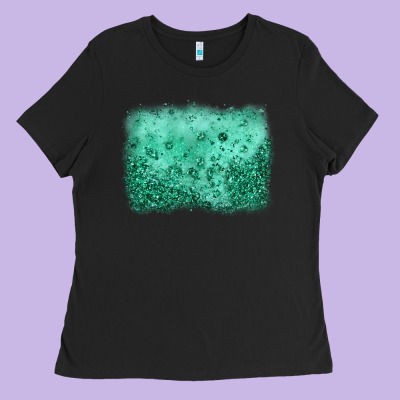 Green Glitter Background Ladies Tee Designed By Jahusdesignshop