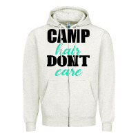 Oatmeal Heather Camp Hair Don't Care Black Zipper Hoodie - Bettercallsaul