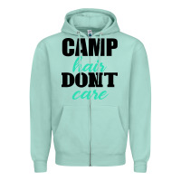 Camp Hair Don't Care Black Zipper Hoodie | Teevron