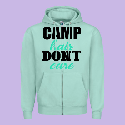 Camp Hair Don't Care Black Zipper Hoodie Designed By Bettercallsaul
