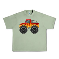 Oil Green monster truck with flames Urban Heavy Tee - MaliasSmallBusiness