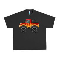 Pigment Black monster truck with flames Urban Heavy Tee - MaliasSmallBusiness