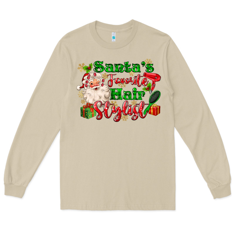 Santas Favorite Hair Stylist Long Sleeve Tee by MaliasSmallBusiness | Teevron