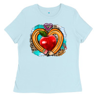 Baby Blue teacher heart pen Ladies Tee - AdoDesignShop