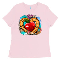 Bubblegum Pink teacher heart pen Ladies Tee - AdoDesignShop