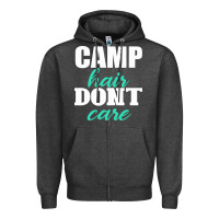 Charcoal Heather Camp Hair Don't Care Black Zipper Hoodie - Bettercallsaul