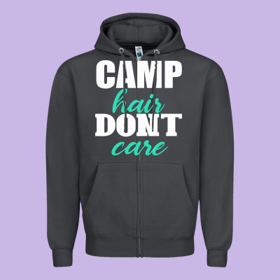 Camp Hair Don't Care Black Zipper Hoodie Designed By Bettercallsaul