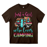 Chocolate Brown just a girl who loves camping Heavy Core Tee - JahusDesignShop