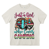 Cream just a girl who loves camping Heavy Core Tee - JahusDesignShop