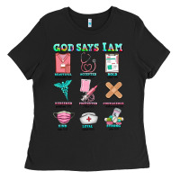 Black nurse god says i am  nurse elements Ladies Tee - AdoDesignShop