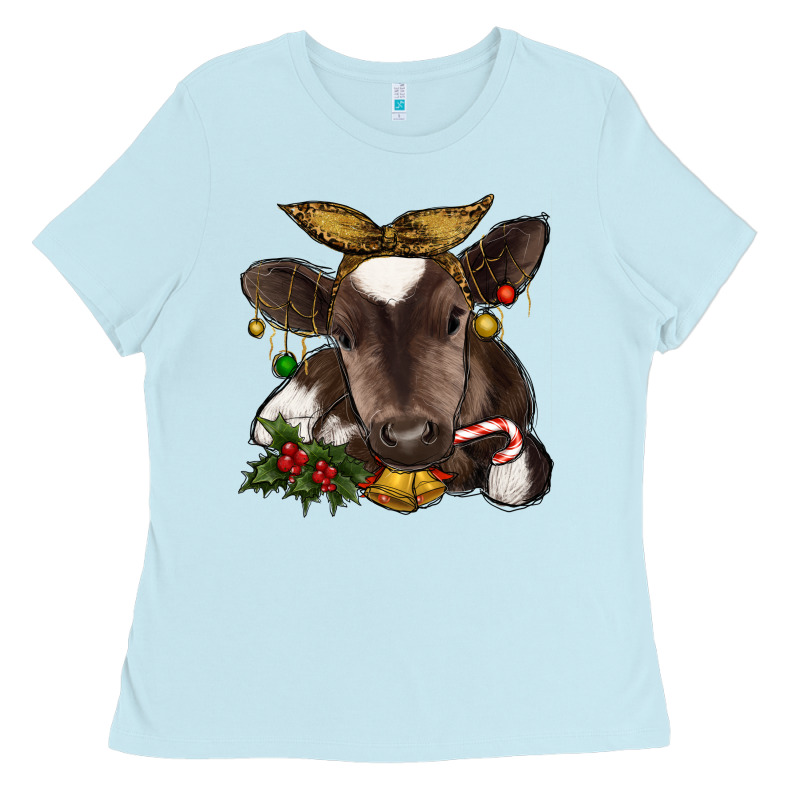 Christmas Baby Cow Ladies Tee by RanaPortraitStore | Teevron