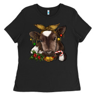 Black christmas baby cow Ladies Tee - RanaPortraitStore