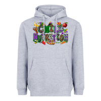 Heather Grey child nutrition mardi gras cowgirl Heavyweight Hoodie - CowGirlArtShop