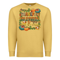 Antique Gold thankful blessed and kind of a mess Premium Sweatshirt - CowGirlArtShop