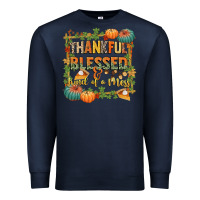 Navy thankful blessed and kind of a mess Premium Sweatshirt - CowGirlArtShop