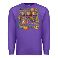 Purple thankful blessed and kind of a mess Premium Sweatshirt - CowGirlArtShop
