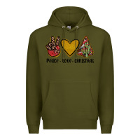 Army Green peace love christmas Premium Hoodie - JahusDesignShop