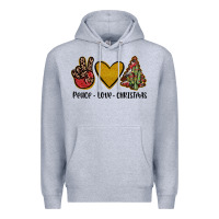Heather Grey peace love christmas Premium Hoodie - JahusDesignShop