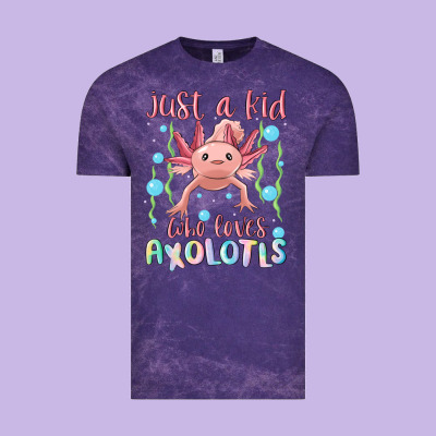 Just A Kid Who Loves Axolotls Vintage Tee Designed By Maliassmallbusiness