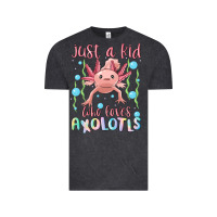 Vintage Black just a kid who loves axolotls Vintage Tee - MaliasSmallBusiness