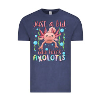 Vintage Denim just a kid who loves axolotls Vintage Tee - MaliasSmallBusiness