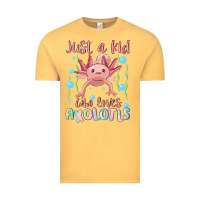 Vintage Mustard just a kid who loves axolotls Vintage Tee - MaliasSmallBusiness
