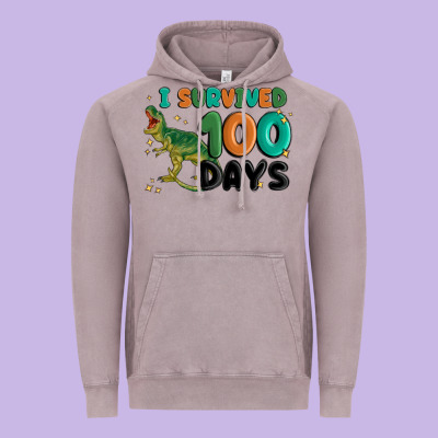 I Survived 100 Days Vintage Hoodie Designed By Maliassmallbusiness