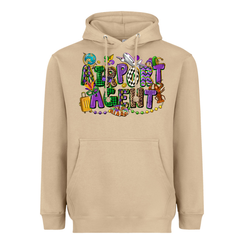 Airport Agent Mardi Gras Heavyweight Hoodie by CowGirlArtShop | Teevron