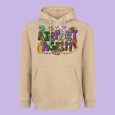 Airport Agent Mardi Gras Heavyweight Hoodie Designed By Cowgirlartshop
