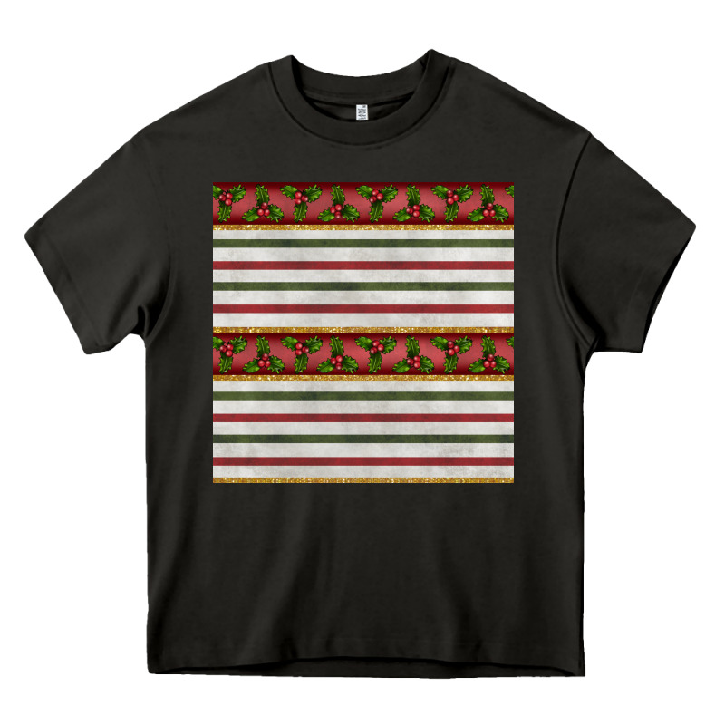 Christmas Mistletoe And Stripes Seamless Pattern Heavy Core Tee by BundleAndBundleShop | Teevron