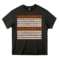 Asphalt christmas mistletoe and stripes seamless pattern Heavy Core Tee - BundleAndBundleShop