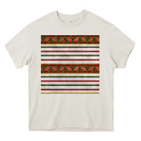 Cream christmas mistletoe and stripes seamless pattern Heavy Core Tee - BundleAndBundleShop