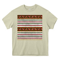 Mossy christmas mistletoe and stripes seamless pattern Heavy Core Tee - BundleAndBundleShop