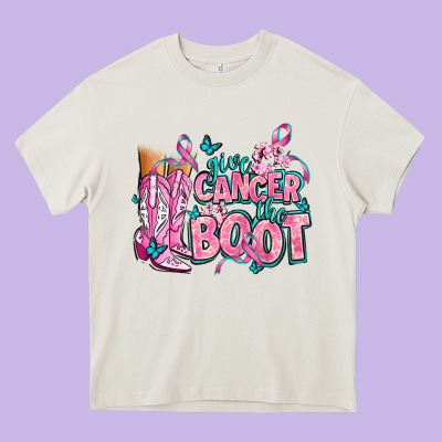 Give The Cancer Boot Heavy Core Tee Designed By Adodesignshop