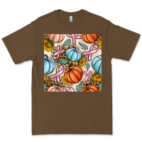 Cacao breast cancer awareness with pumpkin and leopard seamless pattern Premium Tee - BundleAndBundleShop