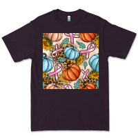 Plum breast cancer awareness with pumpkin and leopard seamless pattern Premium Tee - BundleAndBundleShop