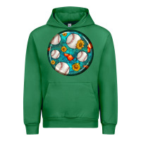 Emerald baseball with sunflower round earrings Urban Hoodie - BundleAndBundleShop