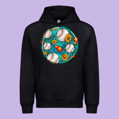 Baseball With Sunflower Round Earrings Urban Hoodie Designed By Bundleandbundleshop