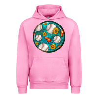 Fuchsia Pink baseball with sunflower round earrings Urban Hoodie - BundleAndBundleShop