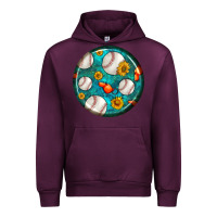 Mauve Wine baseball with sunflower round earrings Urban Hoodie - BundleAndBundleShop