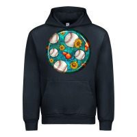 Navy baseball with sunflower round earrings Urban Hoodie - BundleAndBundleShop