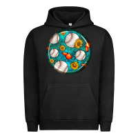 Pigment Black baseball with sunflower round earrings Urban Hoodie - BundleAndBundleShop