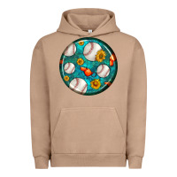 Pigment Burro baseball with sunflower round earrings Urban Hoodie - BundleAndBundleShop