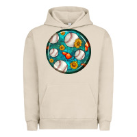 Pigment French Oak baseball with sunflower round earrings Urban Hoodie - BundleAndBundleShop